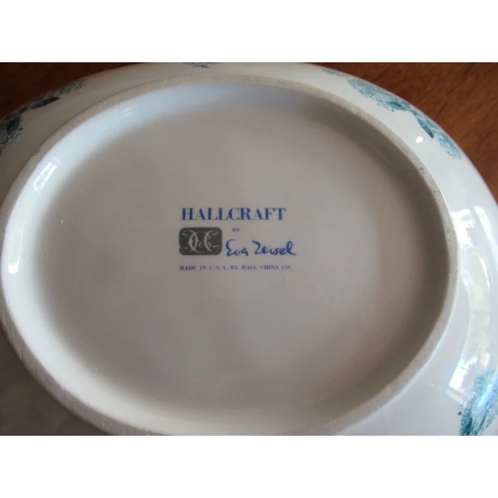 Hallcraft Hall Blue FROST FLOWERS Oval Covered Casserole Dish Lid Eva Zeisel MCM
